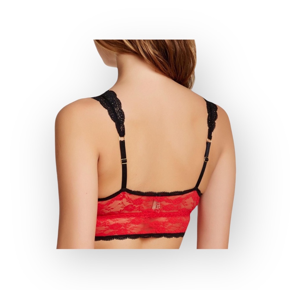 new Honeydew 𒊹 Polka Dot Print Bralette 𒊹 Lace Trim 𒊹 Lollipop Red 𒊹 Medium - Picture 9 of 15